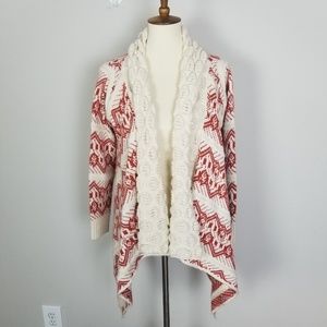 Be Loved Beige Darker Orange Sweater Cardigan S/M